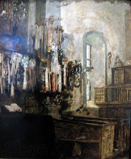 Arthur Ahnert Interior of Wilhelmshausen church Norge oil painting art